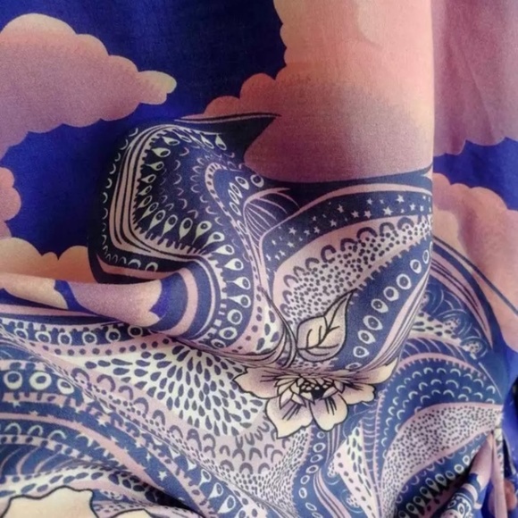 Cosmic Galaxy Moon Boho Short Kimono Coverup Robe - Picture 11 of 12